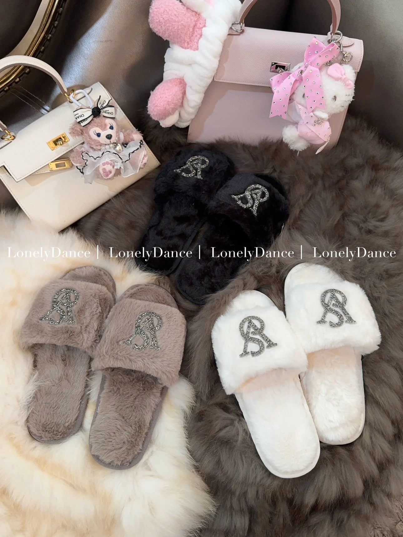 Warm Home Slippers for Women Furry Autumn Winter Indoor Comfortable Soft Material Anti-Slip Sole Versatile Use Cozy Footwear