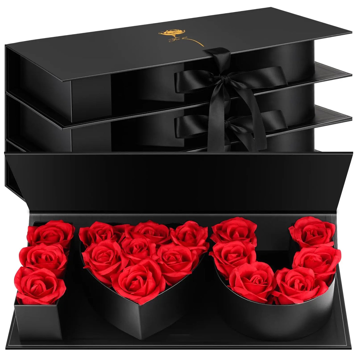 16Pcs Forever Rose I Love You Box Eternal Rose Preserved Flowers for Valentine's Day Birthday Gifts for Her Silk Simulated Roses