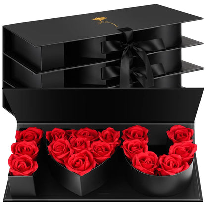 16Pcs Forever Rose I Love You Box Eternal Rose Preserved Flowers for Valentine's Day Birthday Gifts for Her Silk Simulated Roses