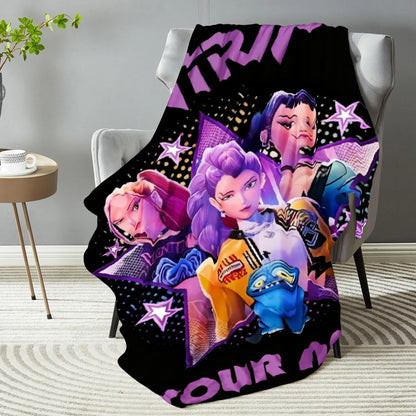 1PC Custom Name K-Pop Demon Hunters Blanket Girls Boys Plush Throw Blanket Novelty Warm Blanket All Season Gift