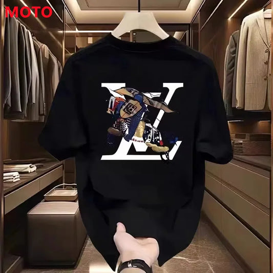 Men T Shirt for Women 2025 New Sports Style Summer High-end Feeling Cool and Loose Pure Cotton Heavyweight Clothes Tops Moto