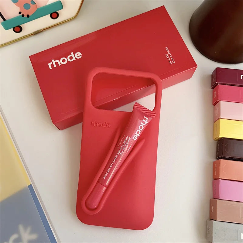 RHODE Phone Case for iPhone 17 Pro Max Air 16 15 14 13 12 11 Pro Max Plus Soft Silicone With Box Lipstick Holder Bumper Cases