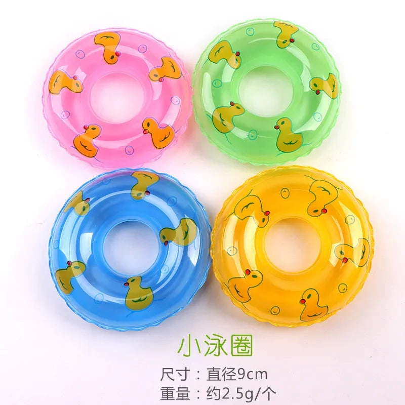 5Pcs/set Baby Bath Toy Kids Mini Floating Swimming Rings Rubber Yellow Ducks Fishing Net Washing Swimming Toddler Toys Water Fun