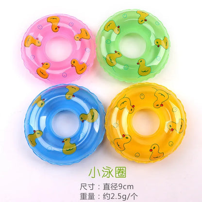 5Pcs/set Baby Bath Toy Kids Mini Floating Swimming Rings Rubber Yellow Ducks Fishing Net Washing Swimming Toddler Toys Water Fun