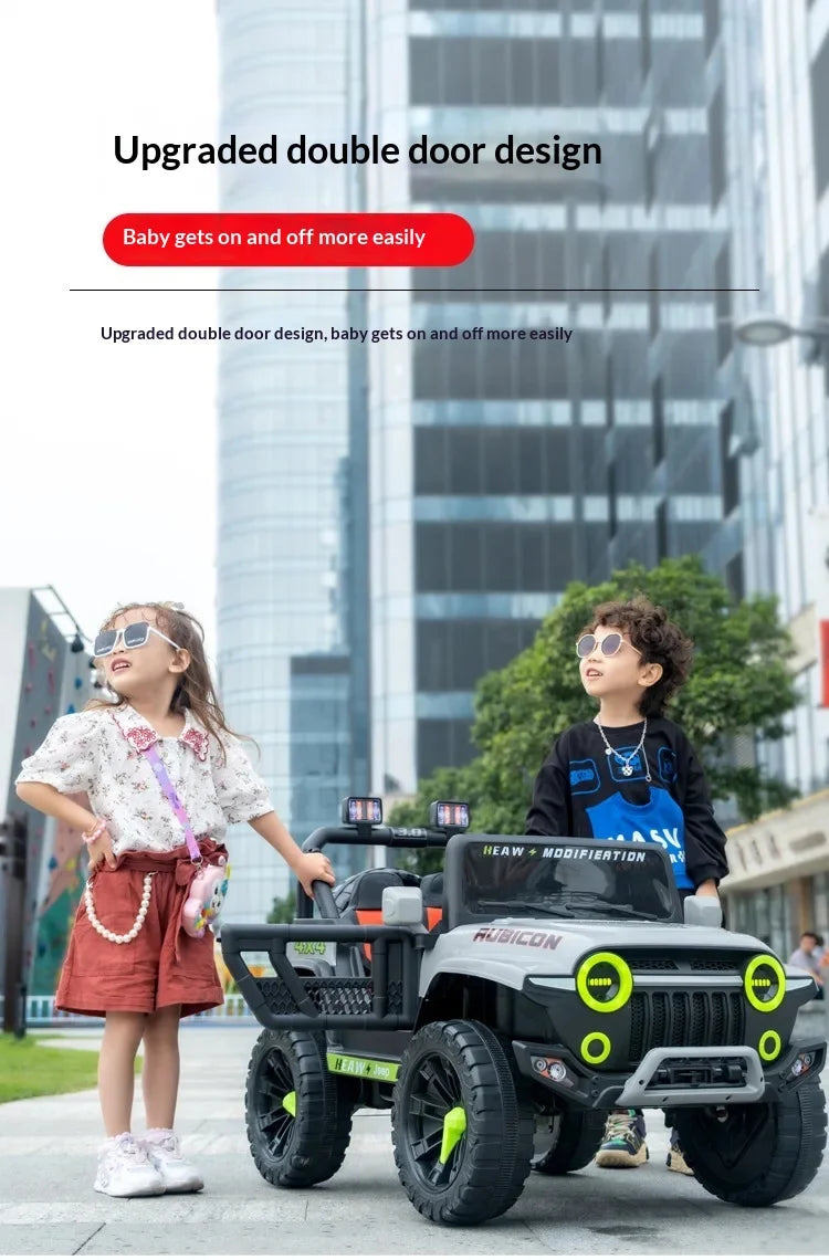 12V Kids Electric 4 Wheel Drive Off-Road Toy Rechargable Battery Car Sit By Child With Remote Control And LED Light