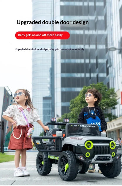 12V Kids Electric 4 Wheel Drive Off-Road Toy Rechargable Battery Car Sit By Child With Remote Control And LED Light