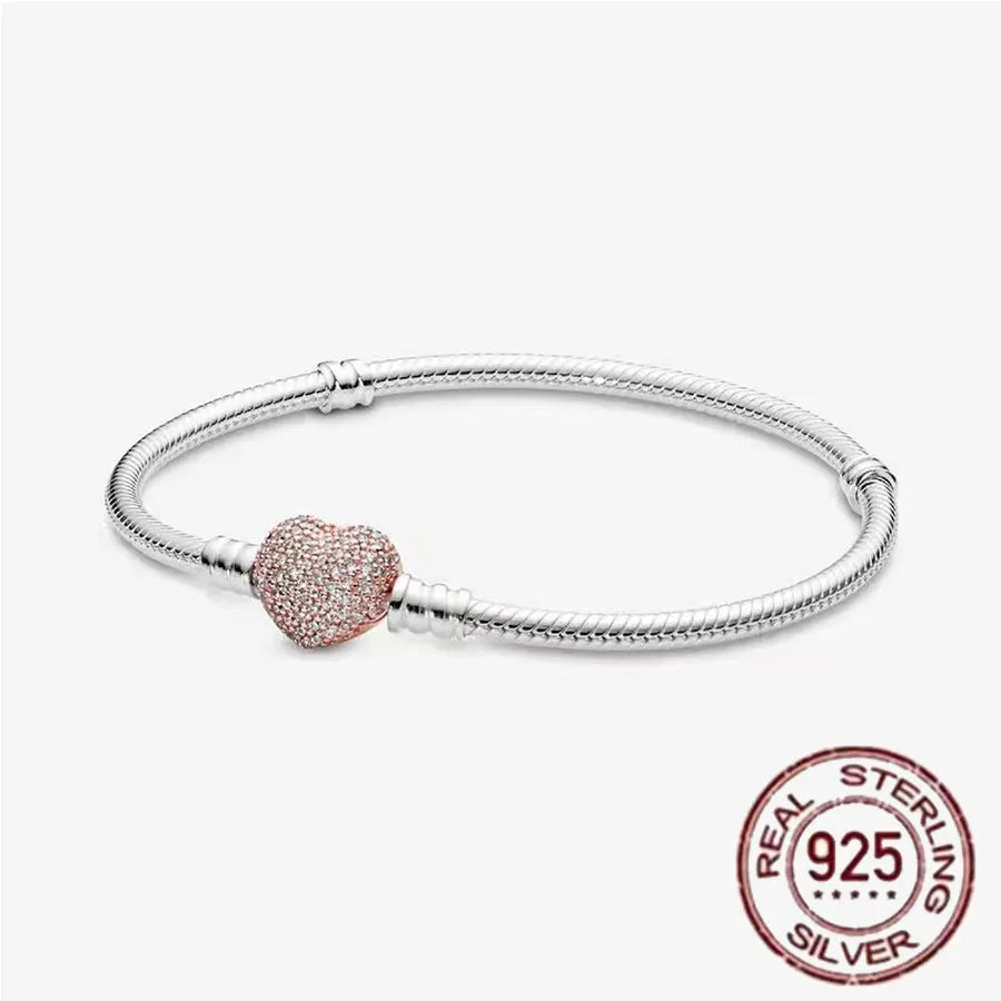 The best-selling S925 sterling silver heart-shaped crown snake bone chain is perfect for the original DlY bracelet! A perfect je