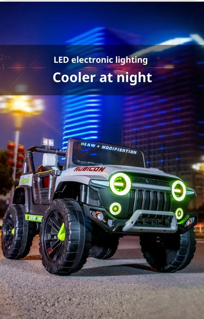 12V Kids Electric 4 Wheel Drive Off-Road Toy Rechargable Battery Car Sit By Child With Remote Control And LED Light