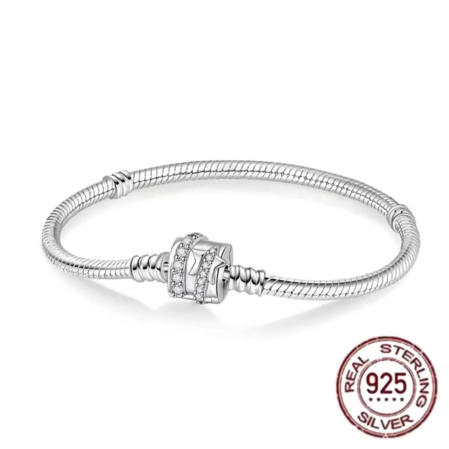 The best-selling S925 sterling silver heart-shaped crown snake bone chain is perfect for the original DlY bracelet! A perfect je