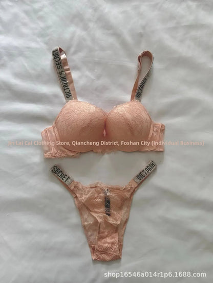 Sexy Diamond Lingerie Set Thickened Shaping Adjustable Bra Ensemble Comfortable Gathered Upper Lift Traditional Style Luxury...