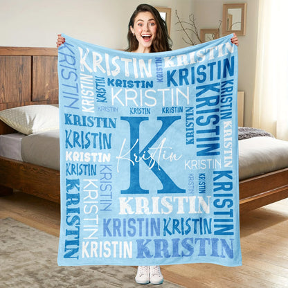 1pc Soft fleece custom name flannel throw blanket | Personalized for son or daughter, vintage style custom gift