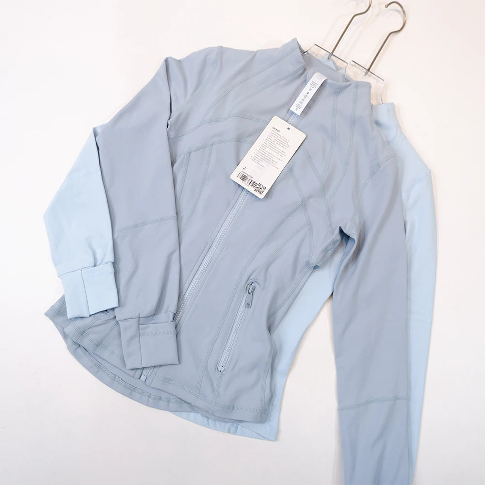 Yoga clothing, slim-fitting women's sports spring jacket, breathable quick-dry sports pure color jacket, female tight-fitting