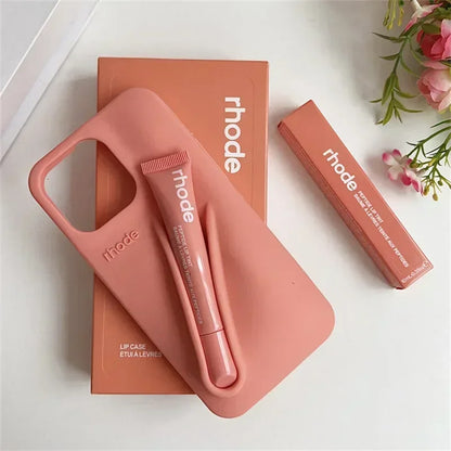 With Box Lipstick Rhode Phone Case for iPhone 16 15 14 13 12 11 Pro Max Plus 16E Makeup Lip Gloss Holder Silicone Back Cover