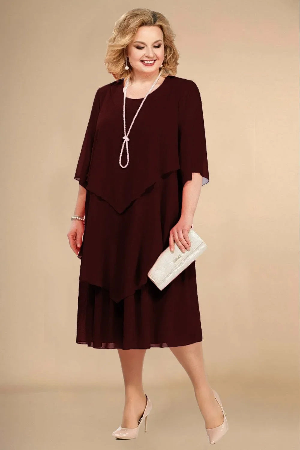 2024 Plus Size Chiffon Mother Beach Wedding Dress European And American Style Other Pattern Other Style Gowns For Special Occasi