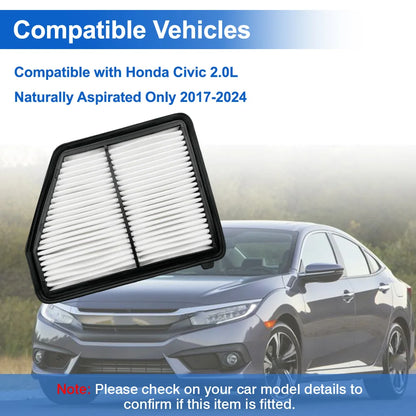 1 Pc Car Engine Air Filter For Honda Civic 2.0L Naturally Aspirated Only 2017-2024 AF5264 A29151 JFA405 17220-5BA-A00