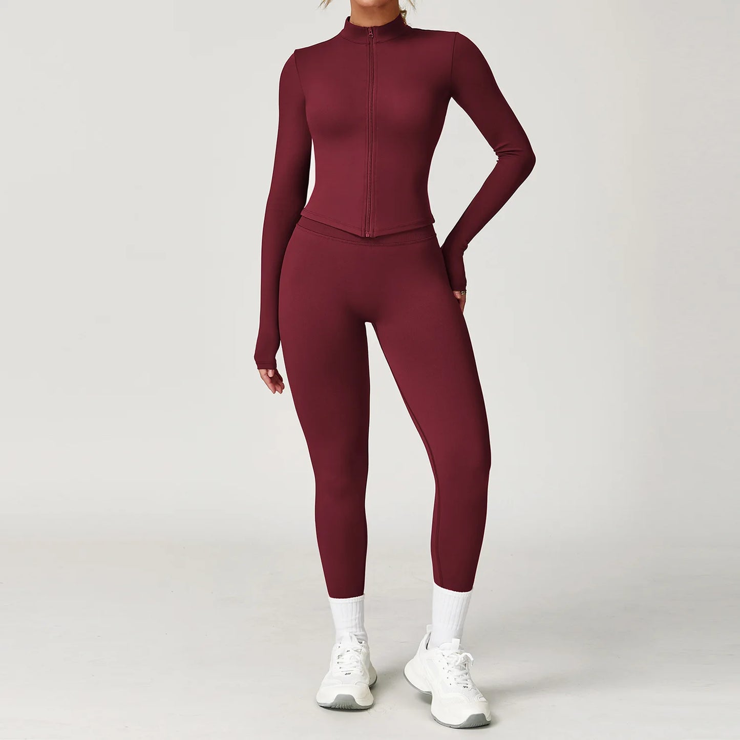 Seamless Yoga Set Gym Clothes 2PCS Women Sportswear Yoga Suits Tracksuits Fitness Long Sleeved Jacket Sports Bra Gym Leggings