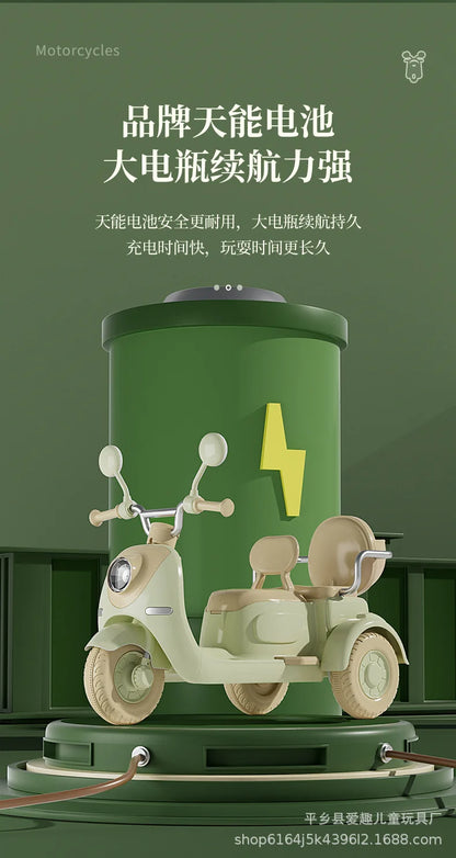 12V 4.5AH Remote Control New Baby's Two-Person Three-Wheel Electric Toy Children's Motorcycle With Double Seat