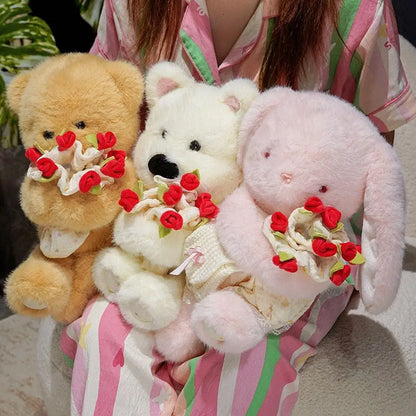 Romantic Teddy Bear Hugging Roses Bouquet New Style Rose Bear Plush Toy Plush Doll Valentine's Day Romantic Gift For Girls