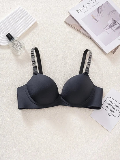 Wireless Letter Strap Bra Women's Summer Thin Comfortable Small Chest Gathered Look Big Sexy Anti-Sagging Exposed Bra