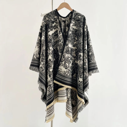 Warm Faux Cashmere Double-Sided Women's Scarf Spring Autumn Winter Air Conditioned Room Decorated Aslan Cape Fashionable Commute