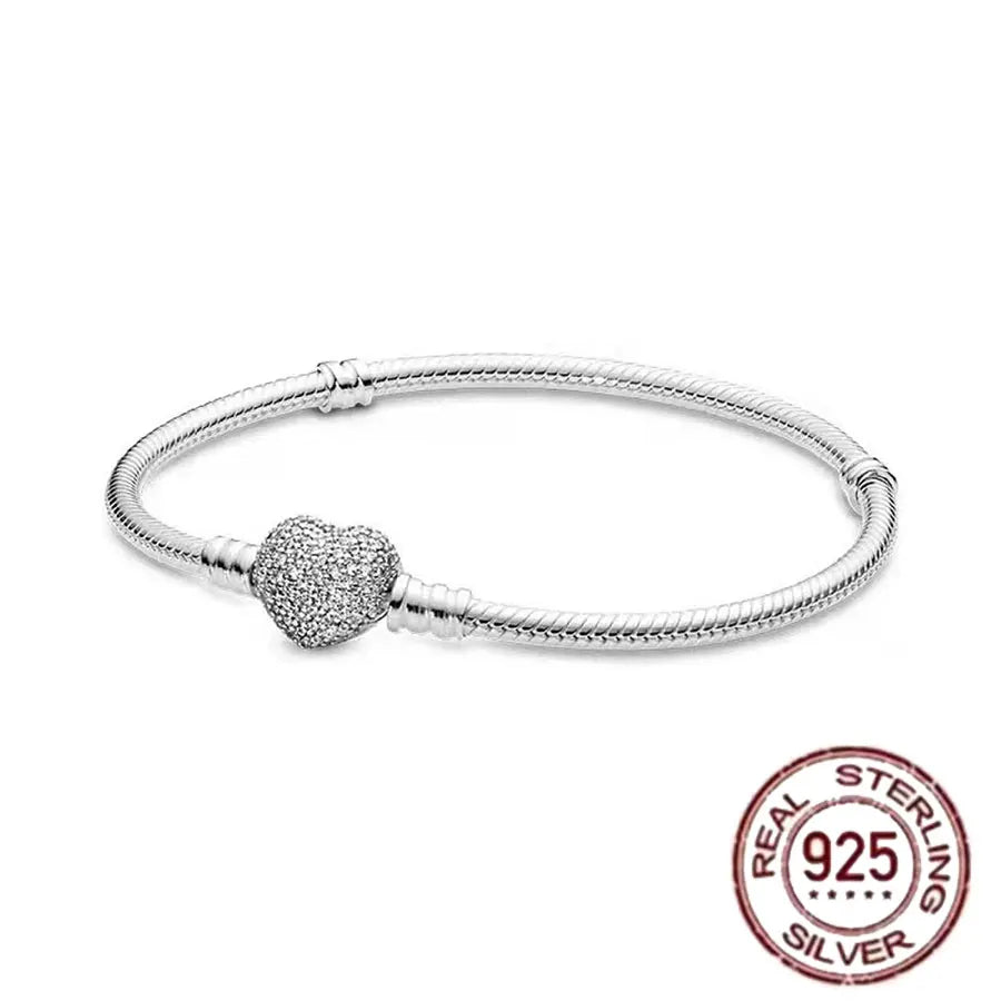 The best-selling S925 sterling silver heart-shaped crown snake bone chain is perfect for the original DlY bracelet! A perfect je