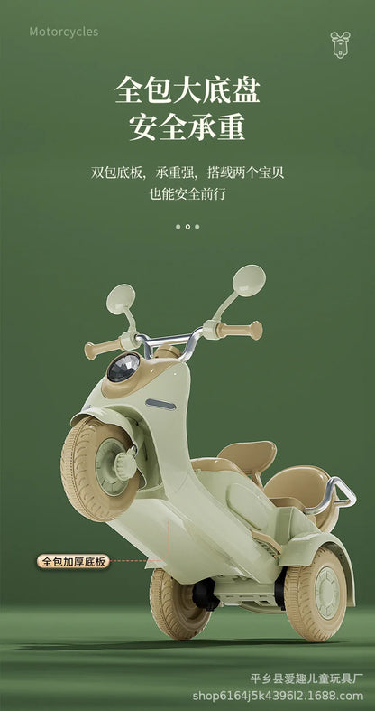 12V 4.5AH Remote Control New Baby's Two-Person Three-Wheel Electric Toy Children's Motorcycle With Double Seat