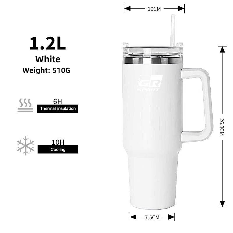 1200ML High Quality Insulated Tumbler with Handle Straw Cup Coffee For Toyota Gazoo Racing TRD CROWN Corolla Yaris Chr