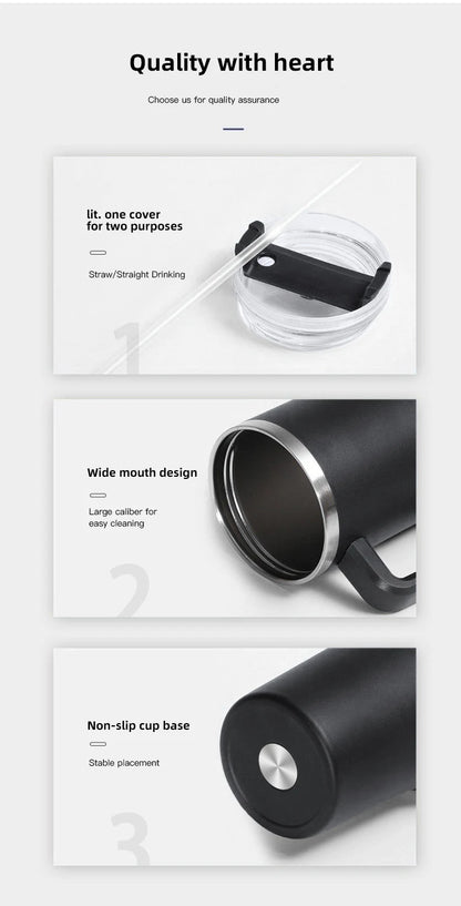 1200ML High Quality Insulated Tumbler with Handle Straw Cup Coffee For Toyota Gazoo Racing TRD CROWN Corolla Yaris Chr