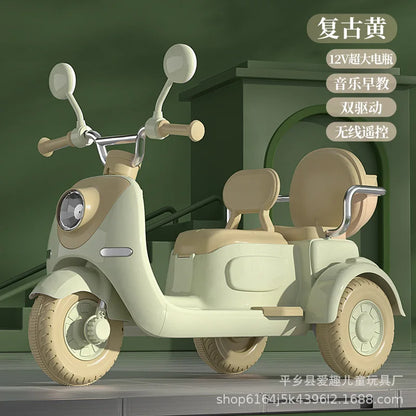 12V 4.5AH Remote Control New Baby's Two-Person Three-Wheel Electric Toy Children's Motorcycle With Double Seat