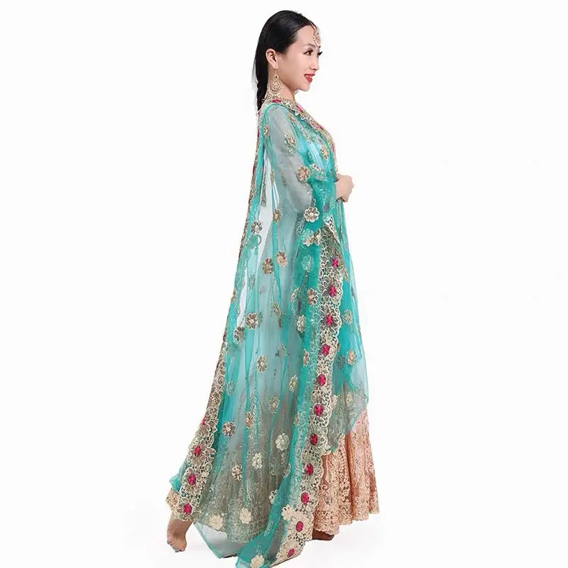 2025 indian traditional sari gauze embroidery exotic style women veil ethnic elegant long shawl women elegant indian shawl s590