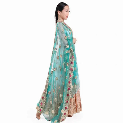 2025 indian traditional sari gauze embroidery exotic style women veil ethnic elegant long shawl women elegant indian shawl s590