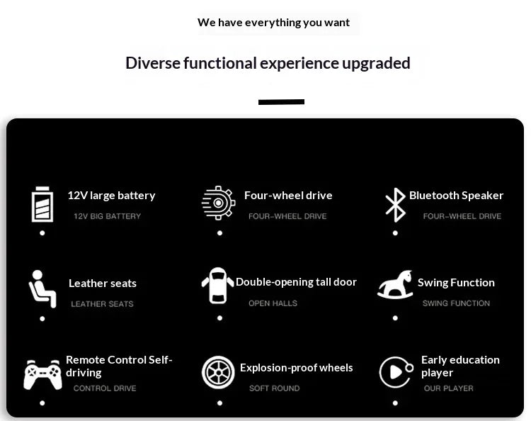 12V Kids Electric 4 Wheel Drive Off-Road Toy Rechargable Battery Car Sit By Child With Remote Control And LED Light