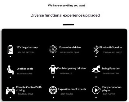 12V Kids Electric 4 Wheel Drive Off-Road Toy Rechargable Battery Car Sit By Child With Remote Control And LED Light