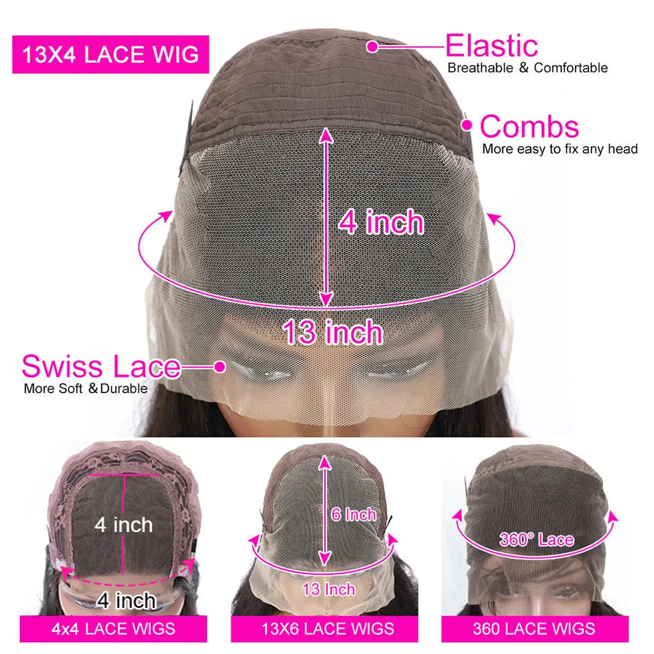 13x4 Chocolate Brown Straight Lace Front Human Hair Wigs 360 Lace Wig 100% Human Hair Pre Plucked Lace Frontal Wig For Women