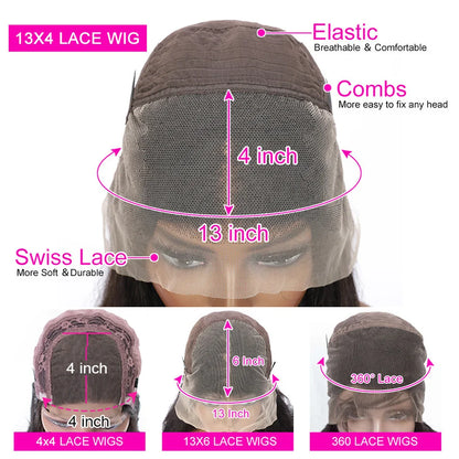 13x4 Chocolate Brown Straight Lace Front Human Hair Wigs 360 Lace Wig 100% Human Hair Pre Plucked Lace Frontal Wig For Women