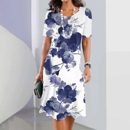 2024 Summer New Chinese Style Floral Print Women's Dresses Female Elegant Dresses Plus Size Long Dresses Women's Clothing