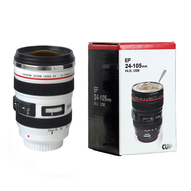 Stainless Steel Camera EF24-105mm Coffee Lens Mug White Black Coffee Mugs Unique Cup Gift
Coffee Cups canecas tazas vaso caf