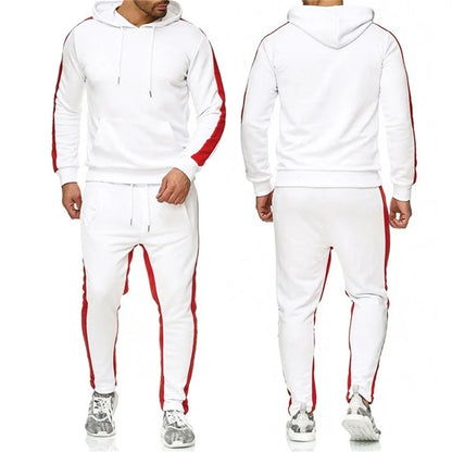Men's 2 Piece Tracksuit Color Block Sweatsuit Stripes Casual Winter Long Sleeve Warm Moisture Wicking Breathable Sportswear Suit