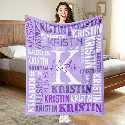 1pc Soft fleece custom name flannel throw blanket | Personalized for son or daughter, vintage style custom gift