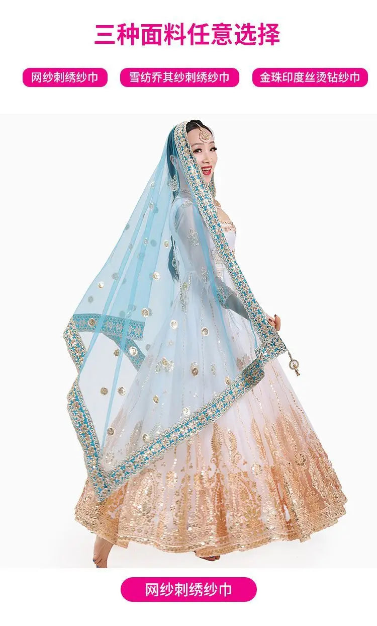 2025 indian traditional sari gauze embroidery exotic style women veil ethnic elegant long shawl women elegant indian shawl s590