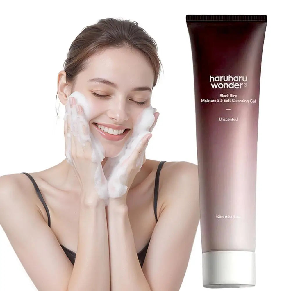 100ml Haruharu Wonder Black Rice Moisturizing 5.5 Soft Cleansing Gel Deep Clean Pores, Decontamination Nourishes, Mild Skin Care
