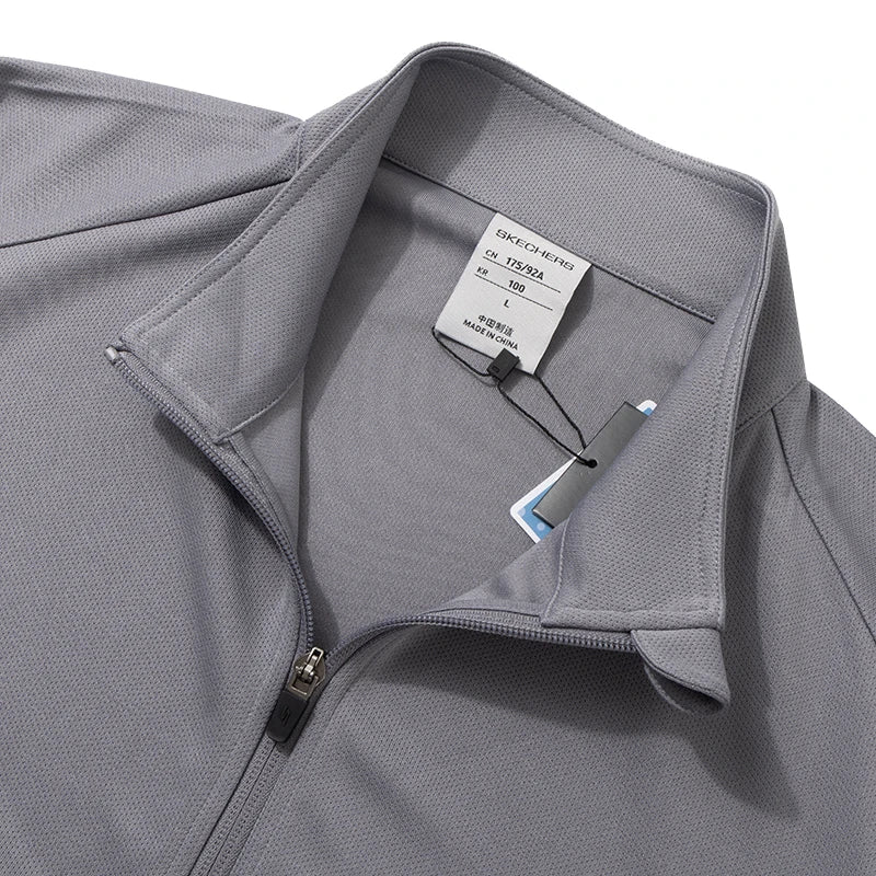 Skechers Men's Simple Sportswear Windproof Stand-Up Collar Knitted Jacket P224M122-05Cq