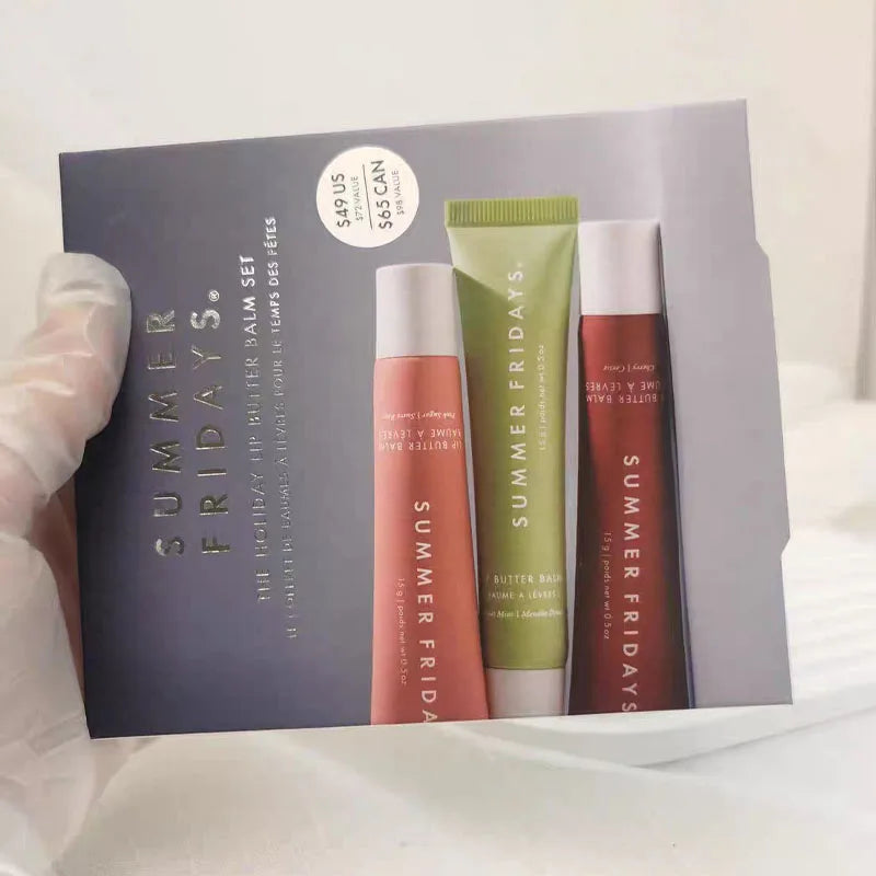 Summer Friday's 11 Color Lip Gloss Cherry Sweet Mint Pink Sugar 3PCS Lip Balm Set Moisturize Lipstick Lip Care Mini Suit Makeup