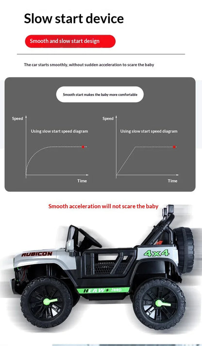 12V Kids Electric 4 Wheel Drive Off-Road Toy Rechargable Battery Car Sit By Child With Remote Control And LED Light