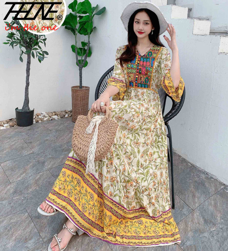 Indian Dress for Women Summer Embroidery Chic Elegant Party Dresses Clothes Vintage Long Maxi Prom Bohemian Beach Robe Vestidos
