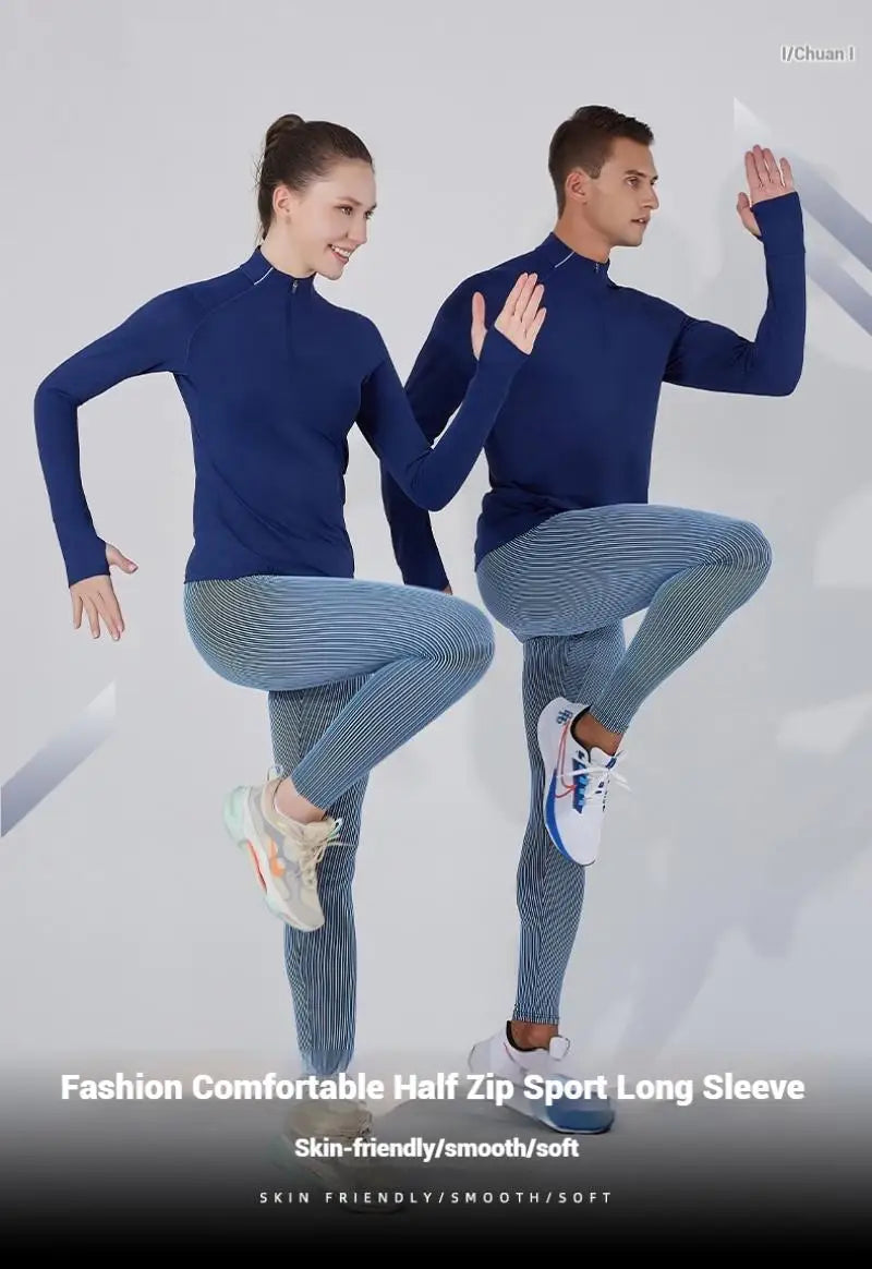 (S-2XL)Quick Dry Running T-shirt Men Zipper Stand Collar Sweatshirt Exercise Traning Fitness Tops Long Sleeve Sport Tee Shirt