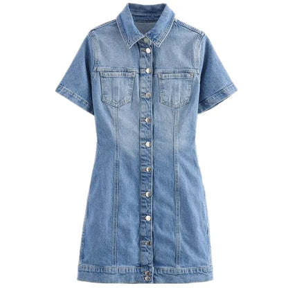 Summer 2024 Women's Denim  Dr ort Skirt Versatile Slimming Commute Sle  Collar Other Material 00%
