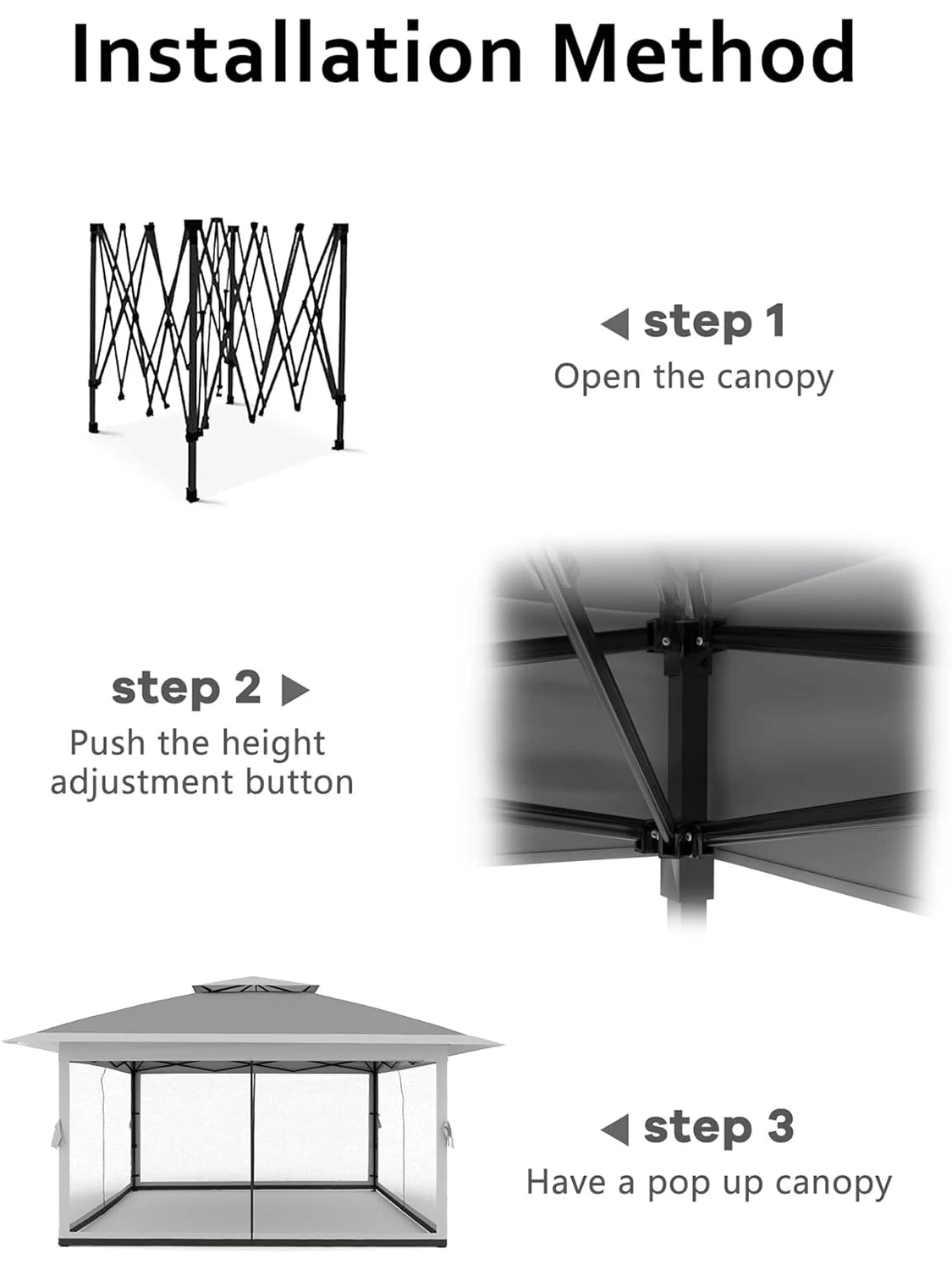 13x13FT Pop Up Gazebo, Canopy Tent with Mosquito Netting, Outdoor Patio Gazebo, Backyard Tent for Party Wedding Outdoor Dining
