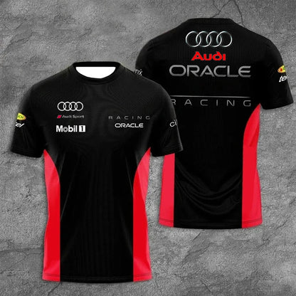 2025 Summer Audi Motorcycle Men's Quick-drying T-shirt Cycling Suit Racing Suit Short-sleeved Casual Breathable Fashion Y2K