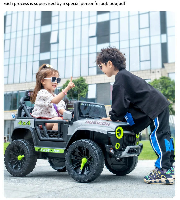 12V Kids Electric 4 Wheel Drive Off-Road Toy Rechargable Battery Car Sit By Child With Remote Control And LED Light